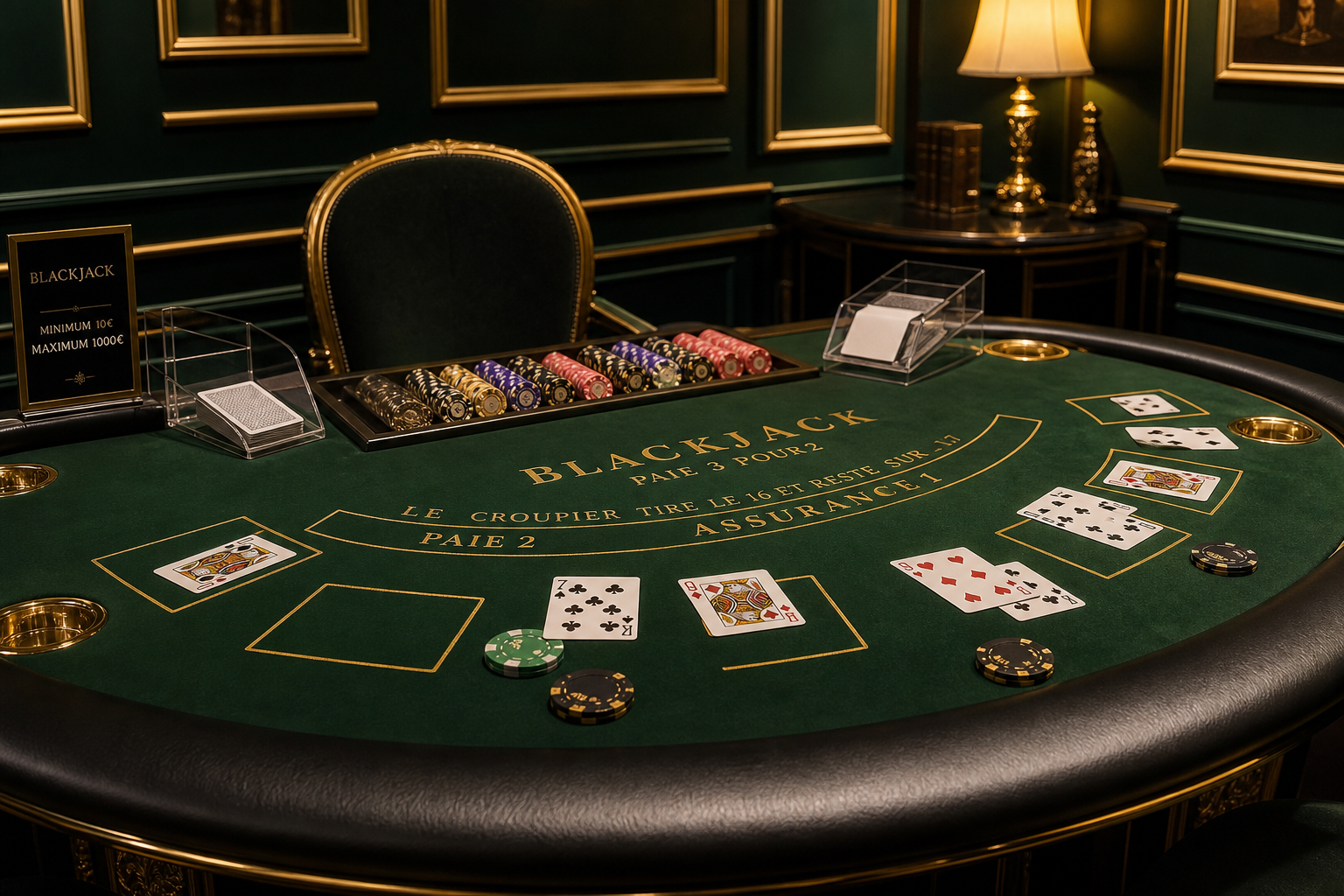 Table de blackjack élégante chez MyFranciaRest